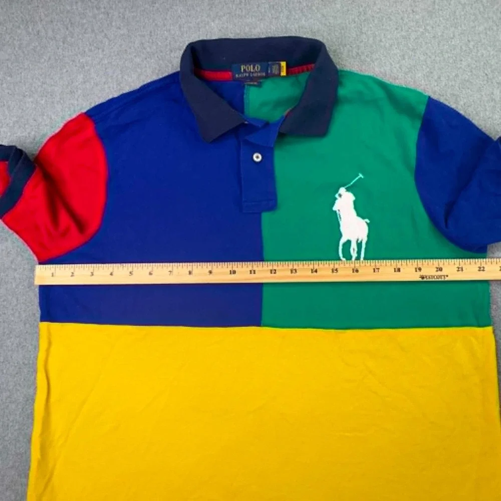 Polo Ralph Lauren Polo Shirt Mens Large Multi Color Block Big Pony Classic Fit